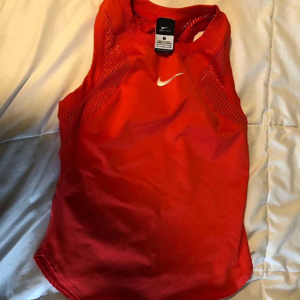Nike mesh red racer back tank top size small